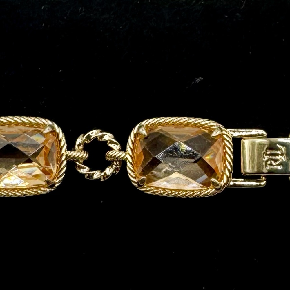 Ralph Lauren Gold Tone Champagne Rhinestone Link Bracelet - Picture 3 of 5